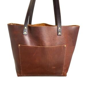 Portland leather brown tote bag